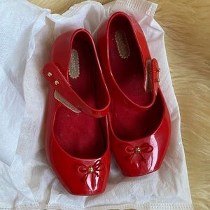 Mini Melissa Red Ballet Flats Size 10 ❤️❣️❤️❣️ EUC